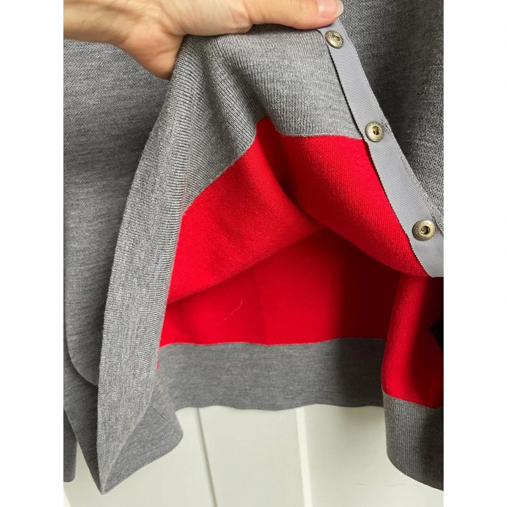 rag & bone Asymmetric Side Snap Gray Merino Wool Sweater Cotton Crewneck Large L